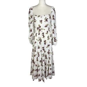 Reformation Kellie Coquette Long Sleeve Midi Dress in Grapevine Size 6 NEW